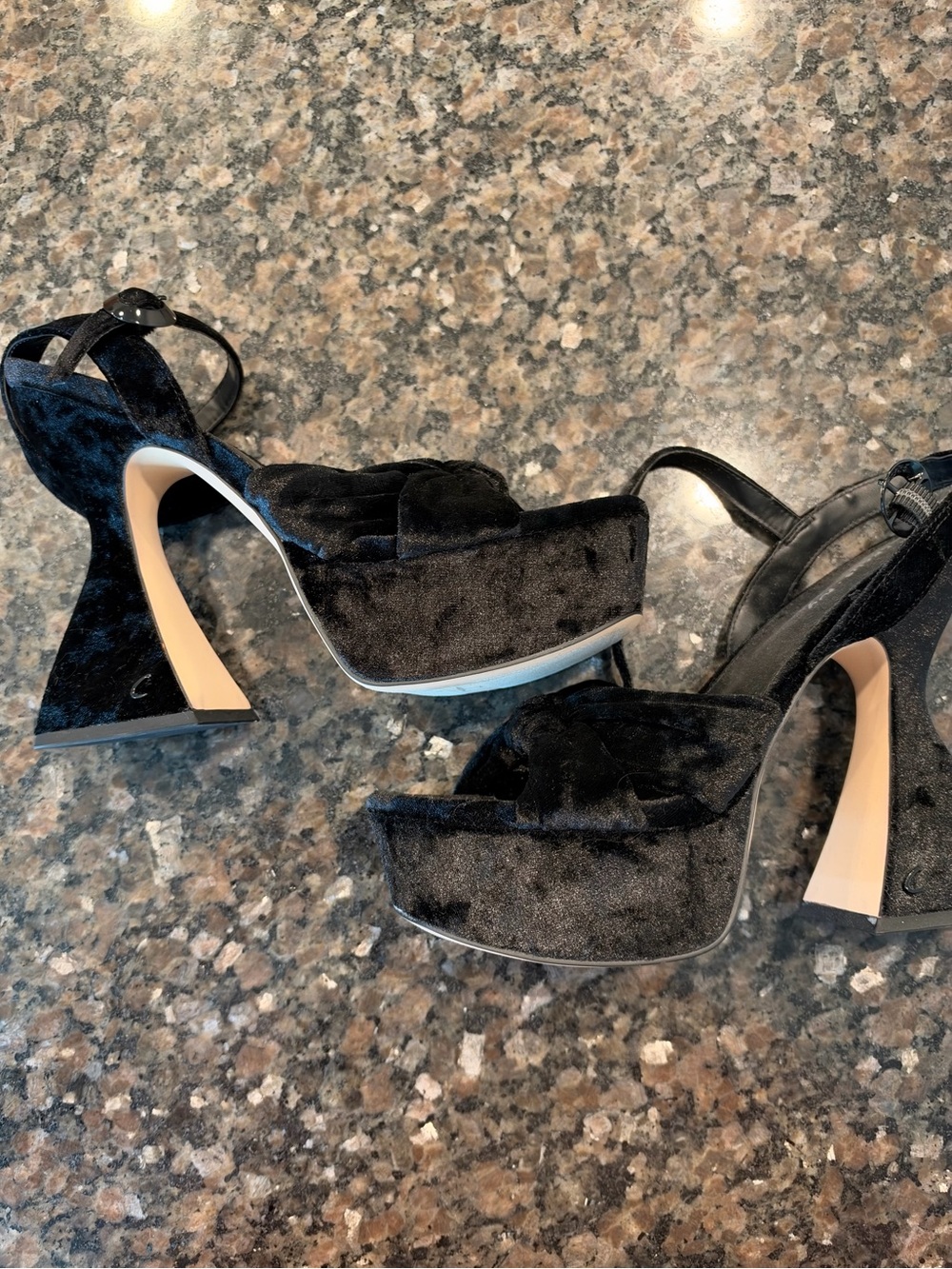 Circus by Sam Edelman Black Velvet Sculpted Platform Heels